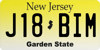 NJ license plate J18BIM