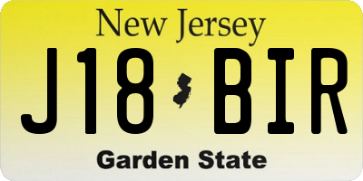 NJ license plate J18BIR