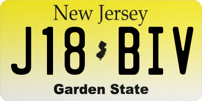 NJ license plate J18BIV