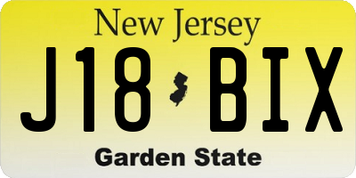 NJ license plate J18BIX
