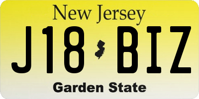 NJ license plate J18BIZ