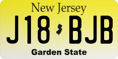 NJ license plate J18BJB