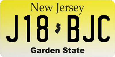NJ license plate J18BJC