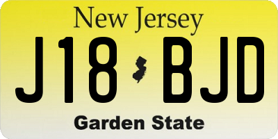 NJ license plate J18BJD