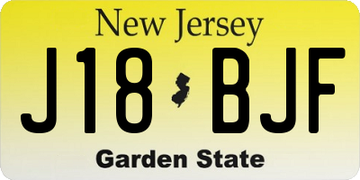 NJ license plate J18BJF