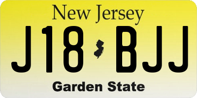 NJ license plate J18BJJ