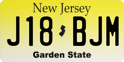 NJ license plate J18BJM