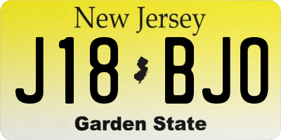 NJ license plate J18BJO