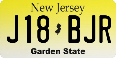 NJ license plate J18BJR