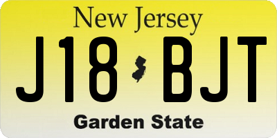 NJ license plate J18BJT