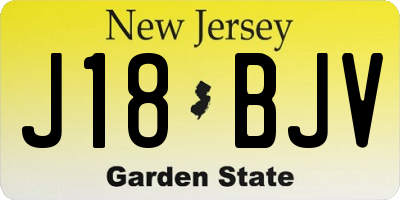NJ license plate J18BJV