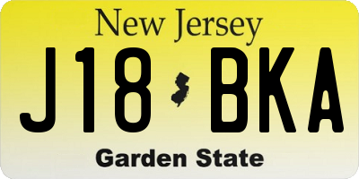 NJ license plate J18BKA
