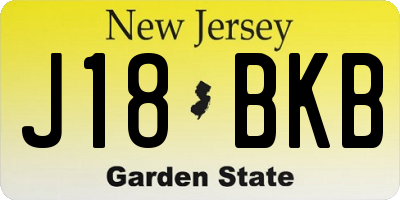 NJ license plate J18BKB