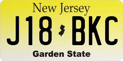 NJ license plate J18BKC