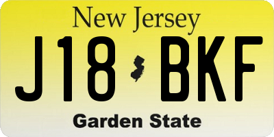 NJ license plate J18BKF