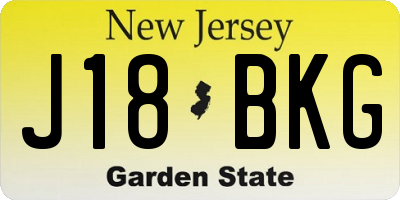 NJ license plate J18BKG