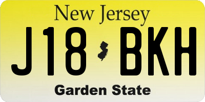 NJ license plate J18BKH