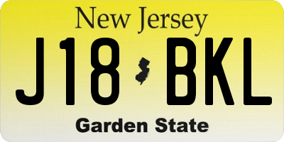 NJ license plate J18BKL