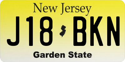 NJ license plate J18BKN