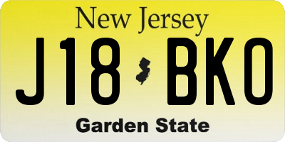 NJ license plate J18BKO