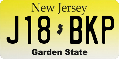 NJ license plate J18BKP