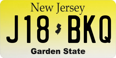 NJ license plate J18BKQ