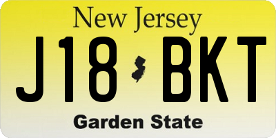 NJ license plate J18BKT