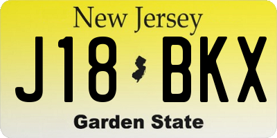 NJ license plate J18BKX