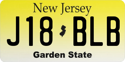 NJ license plate J18BLB
