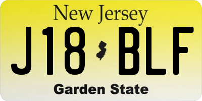 NJ license plate J18BLF