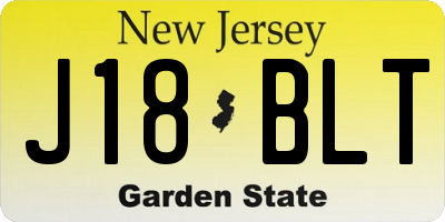 NJ license plate J18BLT