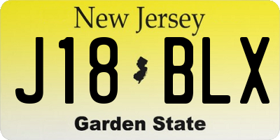 NJ license plate J18BLX