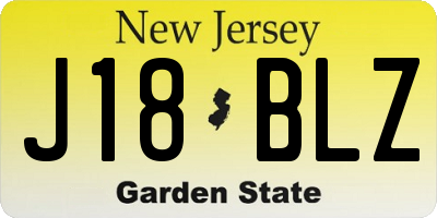 NJ license plate J18BLZ