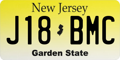 NJ license plate J18BMC