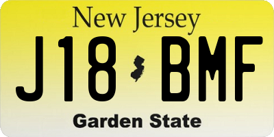 NJ license plate J18BMF