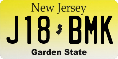 NJ license plate J18BMK