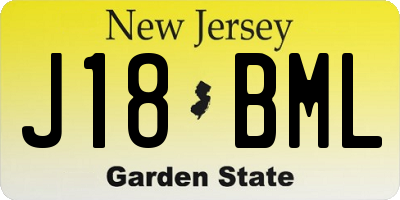 NJ license plate J18BML