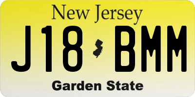 NJ license plate J18BMM