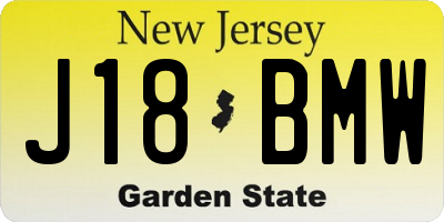 NJ license plate J18BMW