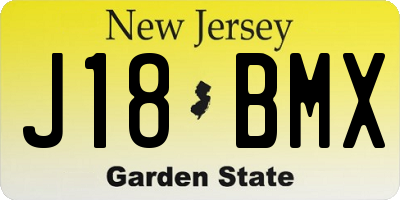 NJ license plate J18BMX