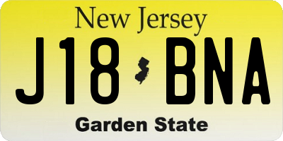 NJ license plate J18BNA