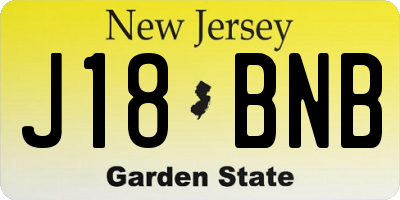 NJ license plate J18BNB