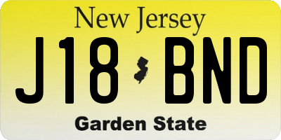 NJ license plate J18BND