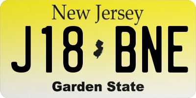 NJ license plate J18BNE