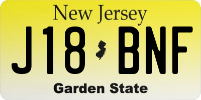 NJ license plate J18BNF