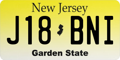 NJ license plate J18BNI