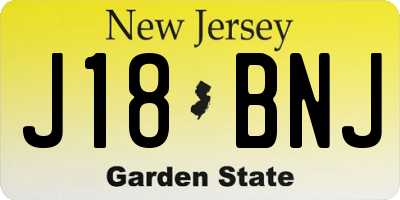 NJ license plate J18BNJ
