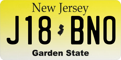 NJ license plate J18BNO