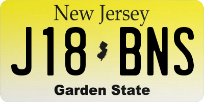 NJ license plate J18BNS