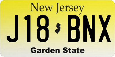NJ license plate J18BNX